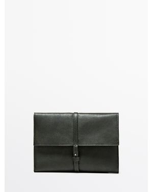 MASSIMO DUTTI Nappa Leather Travel Case - Black