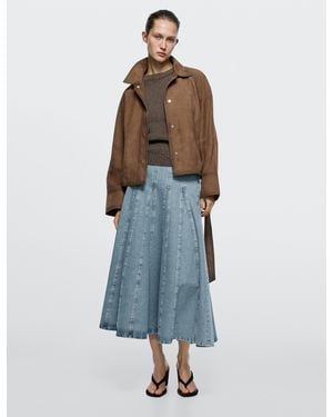 MASSIMO DUTTI Gonna Midi Godet - Blu