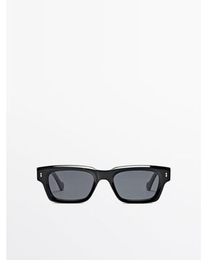 MASSIMO DUTTI Narrow Straight Sunglasses - White