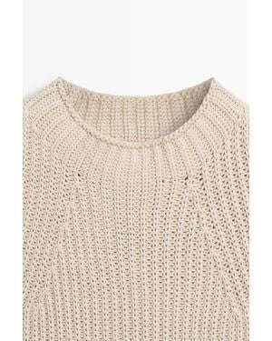 MASSIMO DUTTI Chunky Cotton Knit Top - White