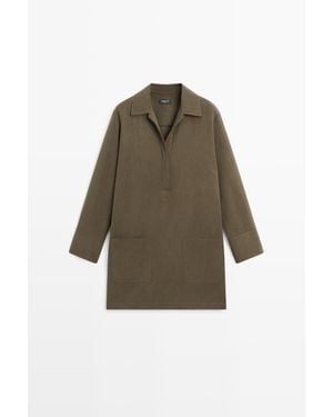 MASSIMO DUTTI Korte Overhemdjurk Met Zakken - Naturel