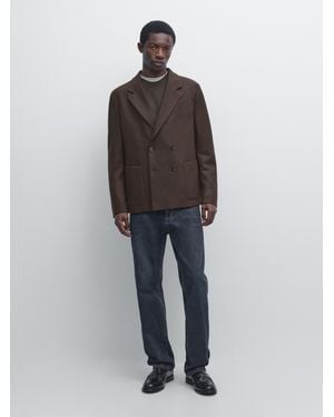 MASSIMO DUTTI Americana Cruzada 100% Lana - Marrón