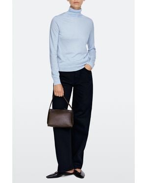 MASSIMO DUTTI Small Nappa Leather Shoulder Bag - Black