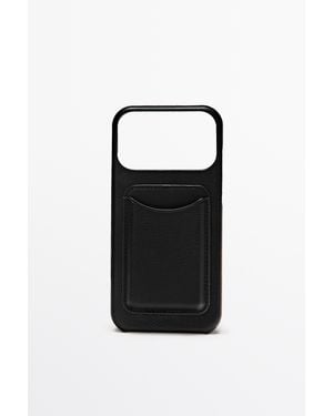 MASSIMO DUTTI Nappa Leather Iphone 17 Pro Max Case - Black