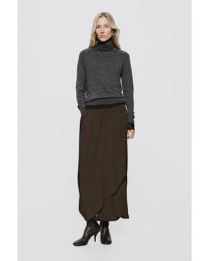 MASSIMO DUTTI Flowing Asymmetric Midi Skirt - Multicolor