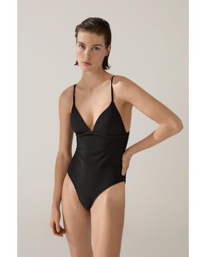 MASSIMO DUTTI Shimmery Triangle Swimsuit - Black