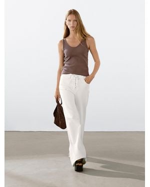 MASSIMO DUTTI Jeans Im Schlaghosen-Fit Mit Hohem Bund - Weiß