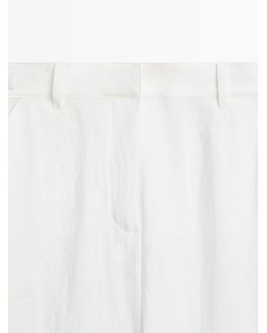 MASSIMO DUTTI Flowing Pants With Buckles - White
