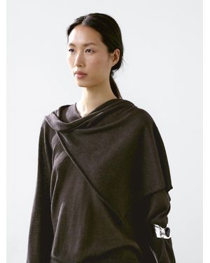 MASSIMO DUTTI Pullover Aus Leinenmischgewebe Mit Foulard - Schwarz