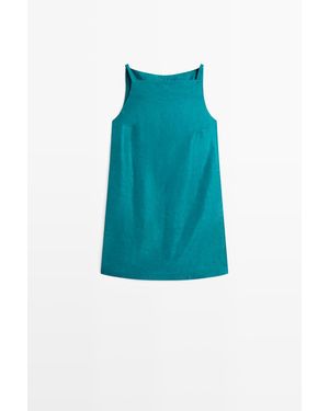 MASSIMO DUTTI Mini-Jurk Van Linnenmix - Blauw