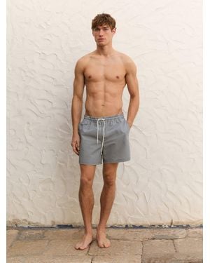 MASSIMO DUTTI Striped Seersucker Swimming Trunks - Natural