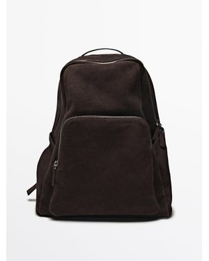 MASSIMO DUTTI Rucksack Aus Leder Und Nappaleder Mit Reißverschluss - Schwarz