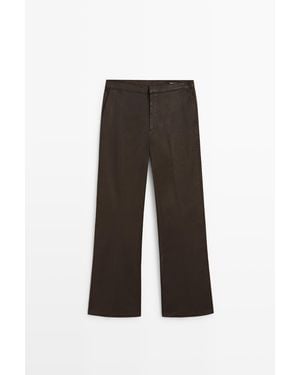 MASSIMO DUTTI Gecoate Cropped Broek Met Klokkende Pasvorm - Wit