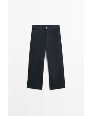 MASSIMO DUTTI Capri Jeans Met Omslag - Blauw