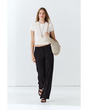 MASSIMO DUTTI Pantalón Recto Fluido - Negro