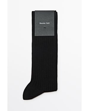 MASSIMO DUTTI Calcetines Vestir Canalé - Negro