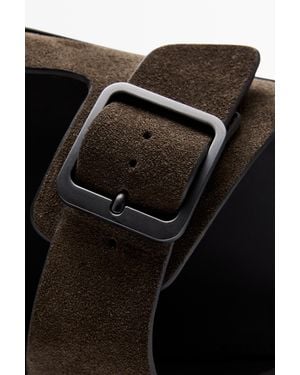 MASSIMO DUTTI Buckled Split Leather Sandals - Black