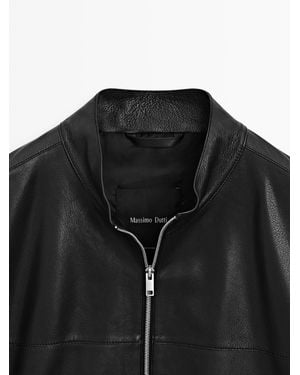 MASSIMO DUTTI Nappa Sheepskin Jacket - Black