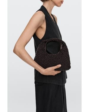 MASSIMO DUTTI Bolso Mini Detalle Abalorios - Negro