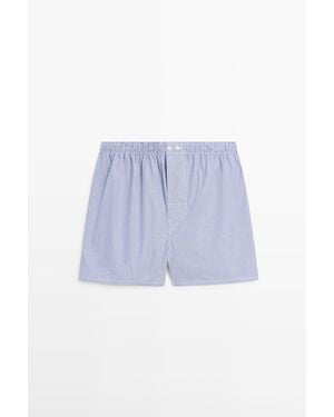 MASSIMO DUTTI Boxer A Righe 100% Cotone - Blu