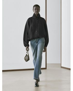 MASSIMO DUTTI Linen And Silk Bomber Jacket - Black