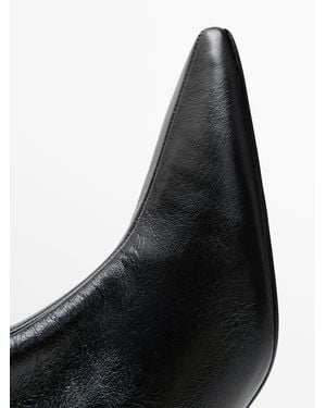 MASSIMO DUTTI Leather High Heel Ankle Boots - Black