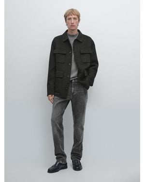 MASSIMO DUTTI Wool Blend Jacket With Pockets - Multicolour