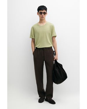 MASSIMO DUTTI Short Sleeve Linen And Cotton T-Shirt - Green