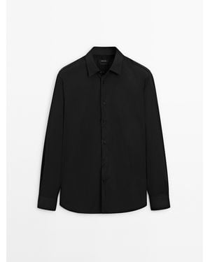 MASSIMO DUTTI Slim Fit Stretch Shirt - Black