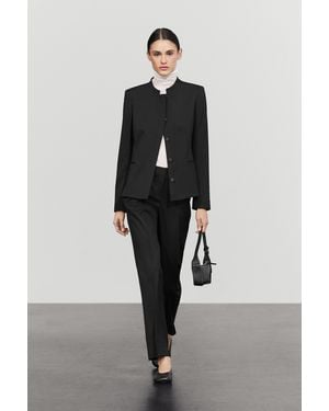MASSIMO DUTTI Round-Neck Blazer With Dart Details - Black