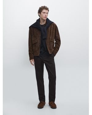 MASSIMO DUTTI Tapered Fit Micro Textured Trousers - Multicolour