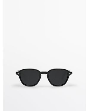 MASSIMO DUTTI Ronde Kunststof Zonnebril - Wit