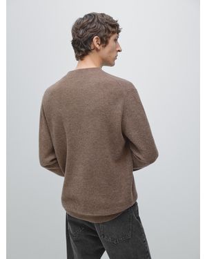 MASSIMO DUTTI Knickerbocker Yarn Effect Knit Sweater With Crew Neck - Brown