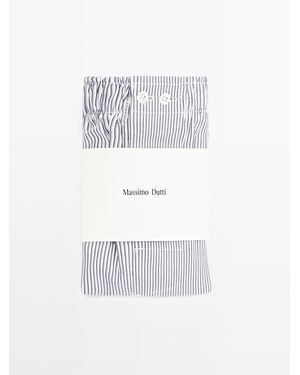 MASSIMO DUTTI Double Stripe Print Boxers - White