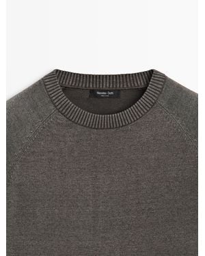 MASSIMO DUTTI Cotton Blend Knit Jumper - White