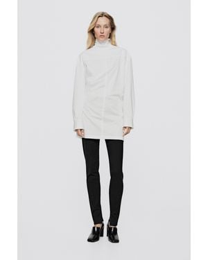 MASSIMO DUTTI High Neck Zip Blouse - White