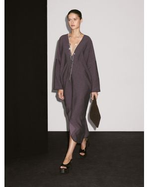 MASSIMO DUTTI Vestido Túnica Largo - Negro