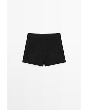MASSIMO DUTTI Gibreide Short Met Structuur - Zwart