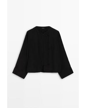 MASSIMO DUTTI Kort Jasje Met Jacquard Detail - Zwart