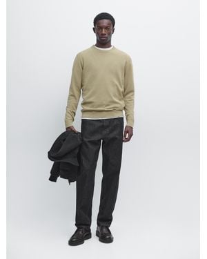 MASSIMO DUTTI Pull Col Rond En Maille De Coton Et De Laine - Blanc