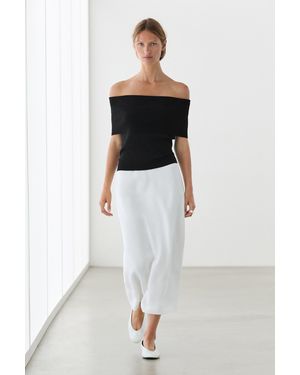 MASSIMO DUTTI Off-The-Shoulder Top - Black