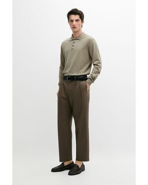MASSIMO DUTTI Cotton Knit Polo Jumper - White