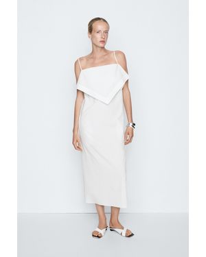 MASSIMO DUTTI Scarf Detail Midi Dress - White