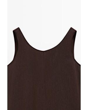MASSIMO DUTTI Vestido Mono Corto Fluido Con Lino - Marrón