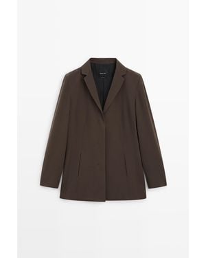 MASSIMO DUTTI Soepele Blazer Met Wol - Bruin