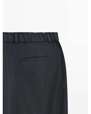 MASSIMO DUTTI Lightweight Linen Trousers - Blue