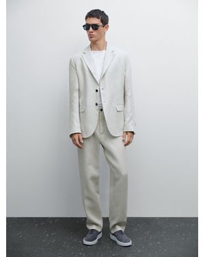 MASSIMO DUTTI Linen Suit Blazer - Grey