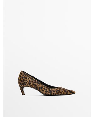 MASSIMO DUTTI Gehakte Schoenen Met Panterprint - Wit