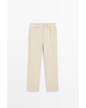 MASSIMO DUTTI Straight Corduroy Broek - Wit