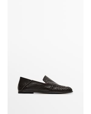 MASSIMO DUTTI Milled Leather Loafer - Black